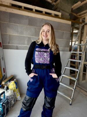 Tukse töötunked naistele - Sinine Tukse: lillad lehed